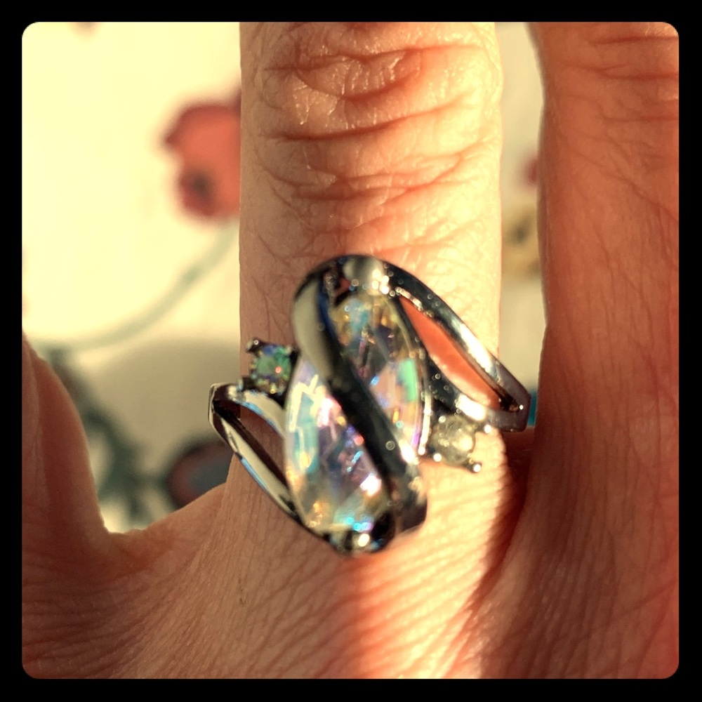 Blackgold filled Lab rainbowtopaz womensRing size6